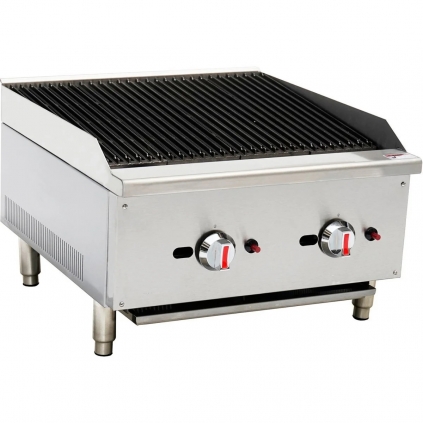 Hamoki ECB-24SX Gas Countertop Charbroiler Grill Dual Control 2 Burner