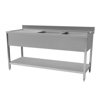 Premium Grade Stainless Steel 1600mm Wide Double Bowl Sink Left Hand Drainer