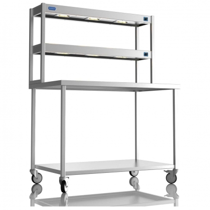 1200mm Wide Stainless Steel Table With 2 Tier Heated Gantry