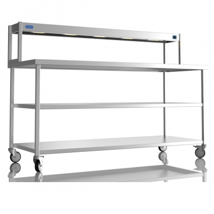 1800mm Wide Stainless Steel Table With 1 Tier Heated Gantry & Mid Undershelf