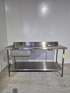 Brand New 1700mm Wide Solid Welded Stainless Steel Double Sink With Undershelf