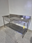 Brand New 1700mm Wide Solid Welded Stainless Steel Double Sink With Undershelf