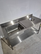 Brand New 1700mm Wide Solid Welded Stainless Steel Double Sink With Undershelf