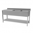 Premium Grade Stainless Steel 1600mm Wide Double Bowl Sink Left Hand Drainer