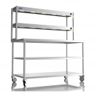 1500mm Wide Stainless Steel Table With 2 Tier Heated Gantry & Mid Undershelf