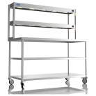 1500mm Wide Stainless Steel Table With 2 Tier Heated Gantry & Mid Undershelf