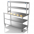 1500mm Wide Stainless Steel Table With 2 Tier Heated Gantry & Mid Undershelf
