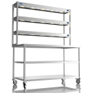 1500mm Wide Stainless Steel Table With 3 Tier Heated Gantry & Mid Undershelf