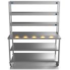1500mm Wide Stainless Steel Table With 3 Tier Heated Gantry & Mid Undershelf