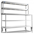 1800mm Wide Stainless Steel Table With 2 Tier Heated Gantry & Mid Undershelf