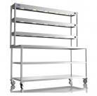 1800mm Wide Stainless Steel Table With 3 Tier Heated Gantry & Mid Undershelf