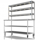 1800mm Wide Stainless Steel Table With 3 Tier Heated Gantry & Mid Undershelf
