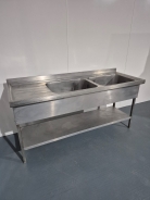 Large Solid Welded Stainless Steel Double Bowl Sink With Left Hand Drainer 1800