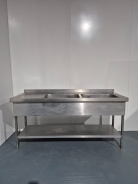 Large Solid Welded Stainless Steel Double Bowl Sink With Left Hand Drainer 1800