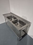 Large Solid Welded Stainless Steel Double Bowl Sink With Left Hand Drainer 1800