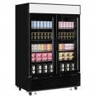 New Tefcold LGF5000 1108L Upright Double Glass Door Black Display Freezer