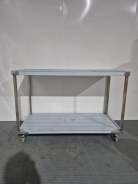 New Solid Welded 1500mm Stainless Steel Centre Table With Undershelf On Castors
